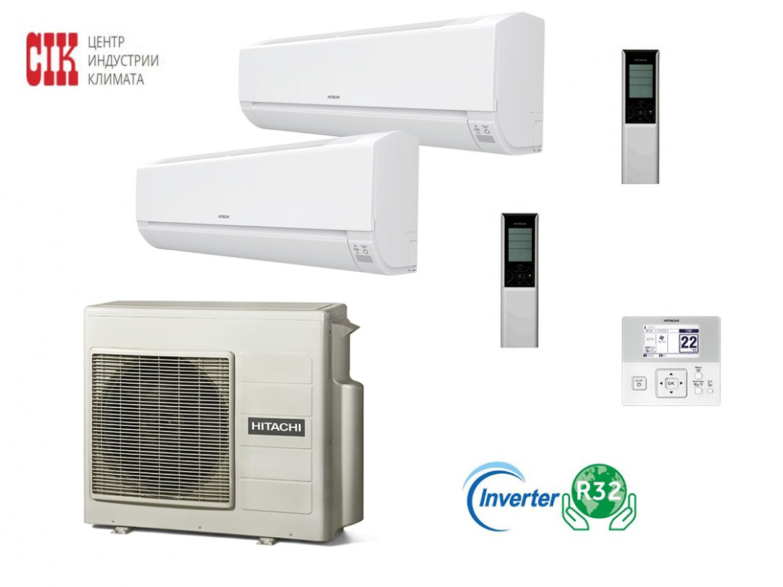 Мульти-сплит система Hitachi Комплект Hitachi RAM-33NP2E / RAK-18RPE*2 SENDO MULTIZONE PREMIUM R32 — купить в Миксклимат