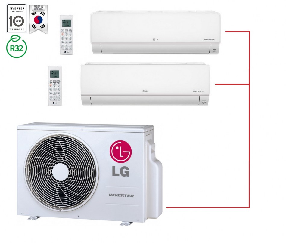 Мульти-сплит система LG Комплект LG MU2R17.UL0 / MJ09PC.NSJ x 2 (White) wi-fi Inverter PROMULTI — купить в Миксклимат