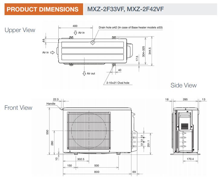 Фото кондиционера Mitsubishi Electric Внешний блок кондиционера Mitsubishi Electric MXZ-2F42VF (42м²)