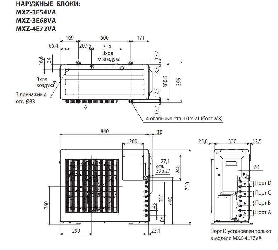 Фото кондиционера Mitsubishi Electric Внешний блок кондиционера Mitsubishi Electric MXZ-3E54VA (54м²)