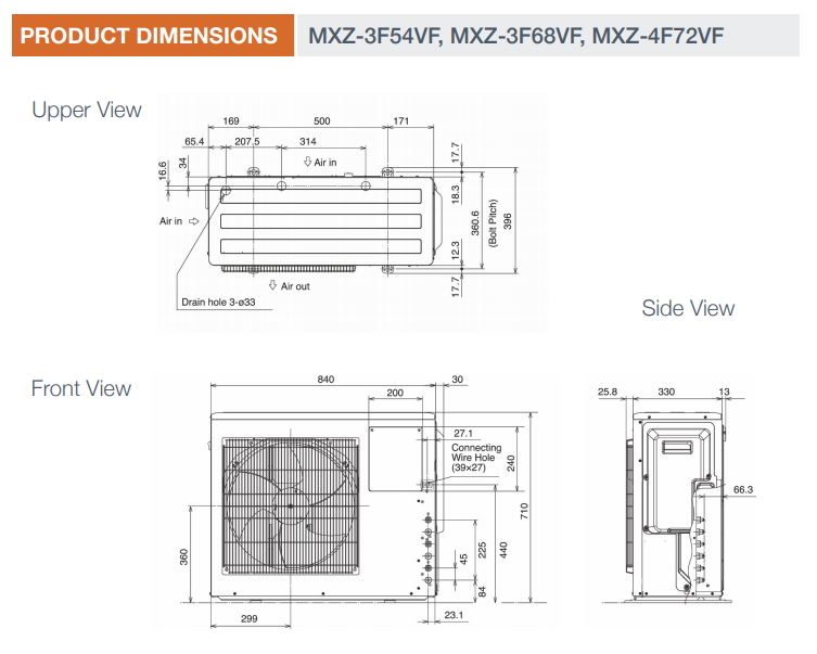 Фото кондиционера Mitsubishi Electric Внешний блок кондиционера Mitsubishi Electric MXZ-3F68VF (70м²)